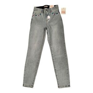 Knox Rose High-Rise Light Blue Jeans with Colorful Details Size 2 NWT